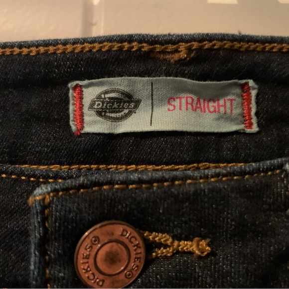 Dickies Straight 5 Pocket Rinsed Indigo Blue Denim Mini Skirt Size 12 - Picture 3 of 4